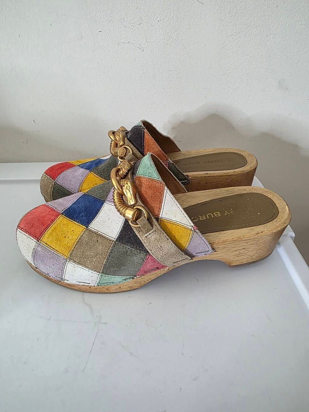 Tory Burch Suede Colorblock Pattern Mules 8.5 $300